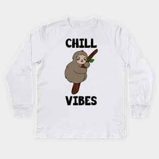 Cute Sloth Chill Vibes Kids Long Sleeve T-Shirt